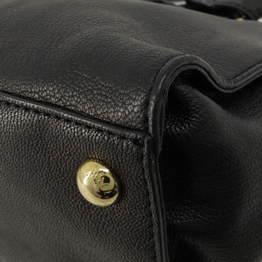 MICHAEL KORS Tote Bag leather black logo 2WAY Women Used Authentic