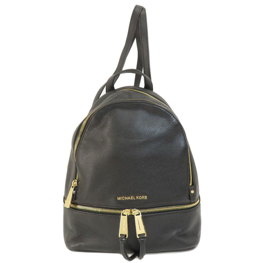 MICHAEL KORS Backpack leather black logoMetal Women Used Authentic