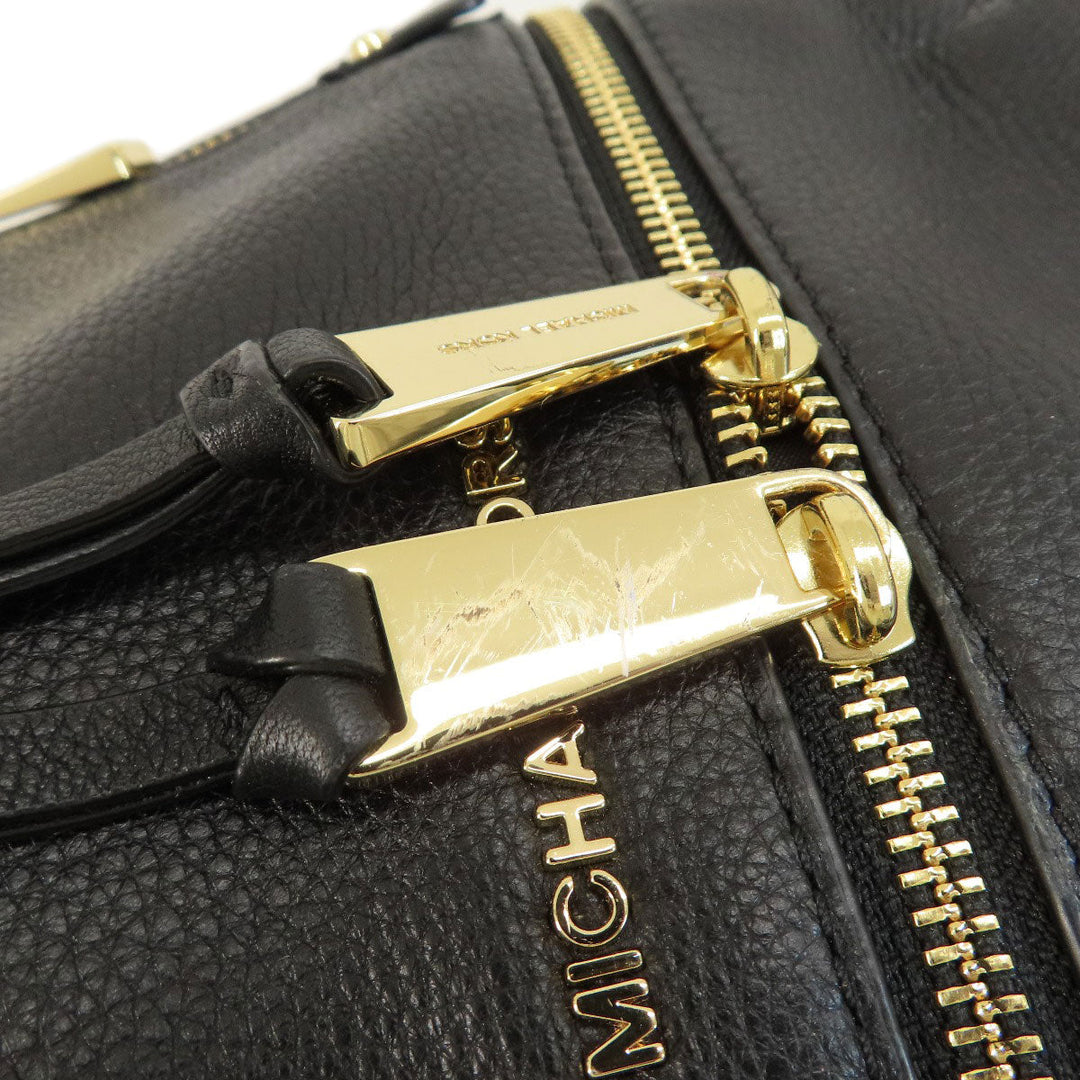 MICHAEL KORS Backpack leather black logoMetal Women Used Authentic