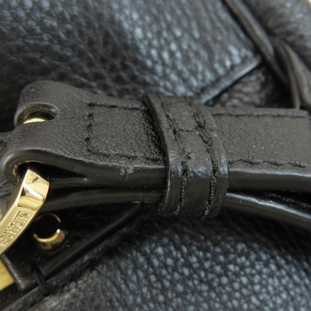 MICHAEL KORS Backpack leather black logoMetal Women Used Authentic