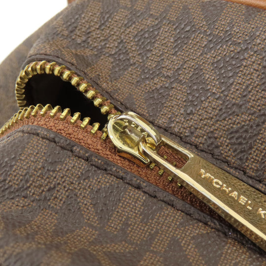 MICHAEL KORS Backpack Leather, Coated Canvas Brown MK Signature Sticker Women Used Authentic