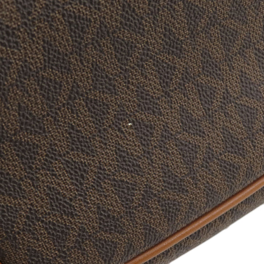 MICHAEL KORS Backpack Leather, Coated Canvas Brown MK Signature Sticker Women Used Authentic