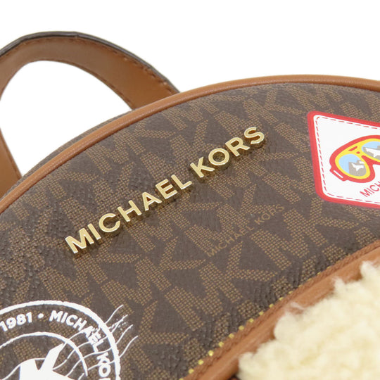 MICHAEL KORS Backpack Leather, Coated Canvas Brown MK Signature Sticker Women Used Authentic