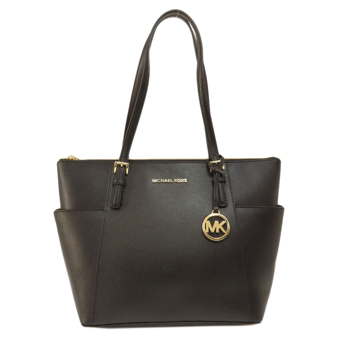 MICHAEL KORS Tote Bag PVC black logo Women Used Authentic