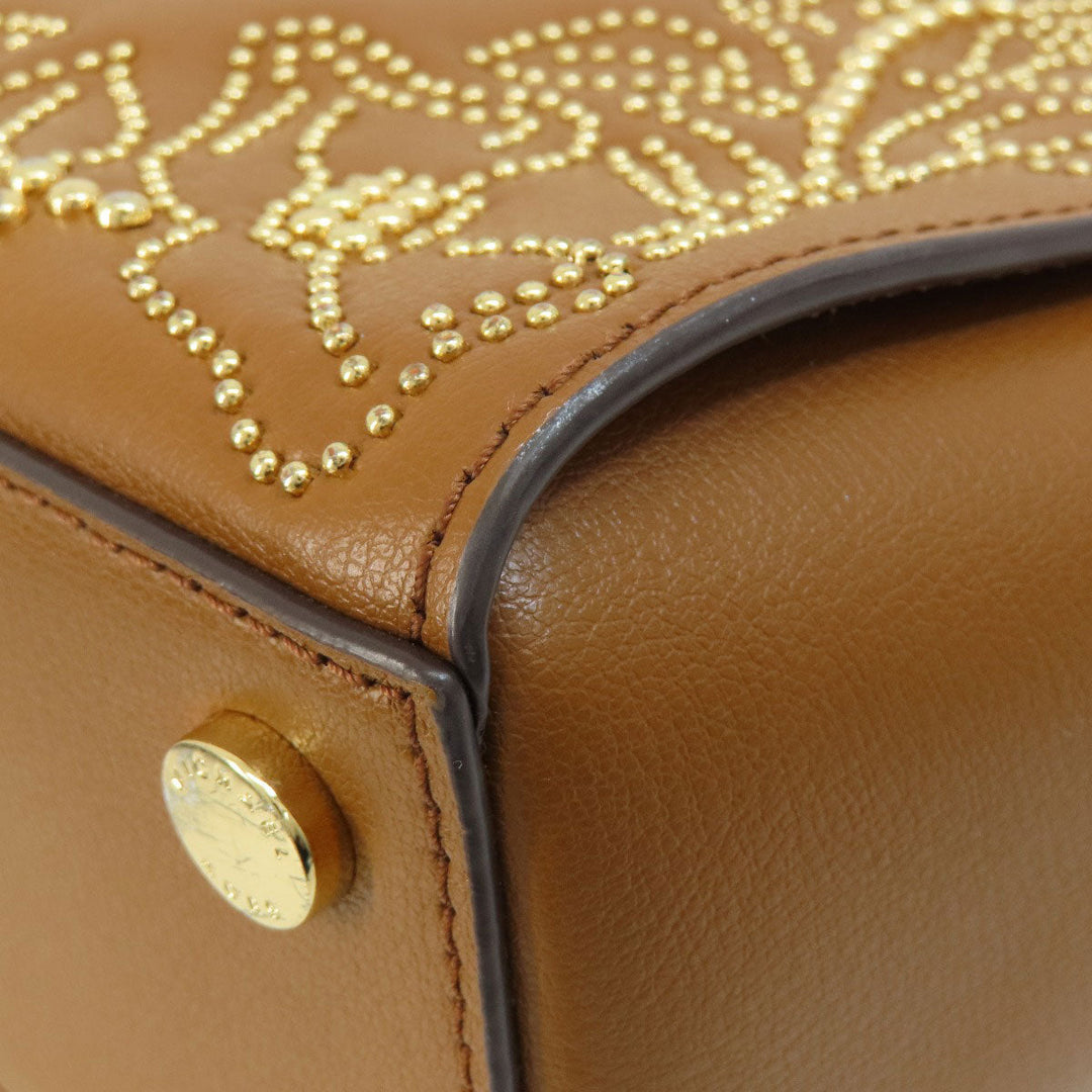 MICHAEL KORS Handbag leather Brown Flower motif studs 2WAY