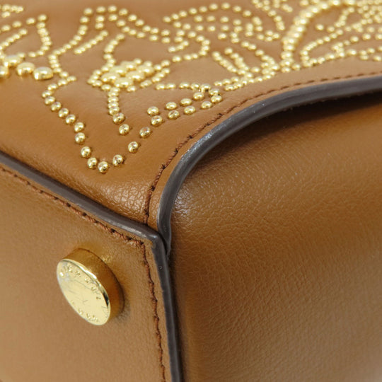 MICHAEL KORS Handbag leather Brown Flower motif studs 2WAY