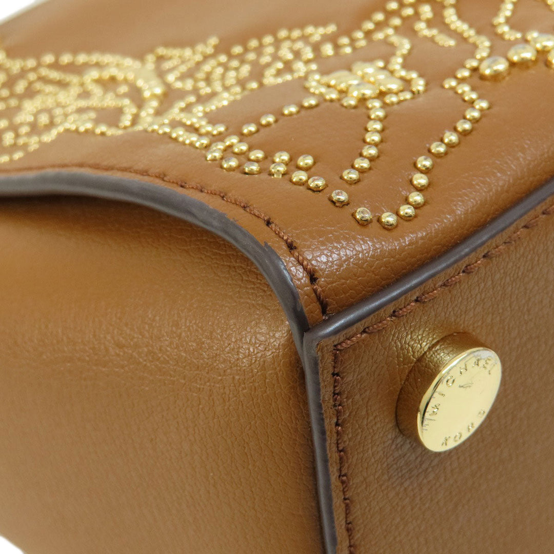 MICHAEL KORS Handbag leather Brown Flower motif studs 2WAY