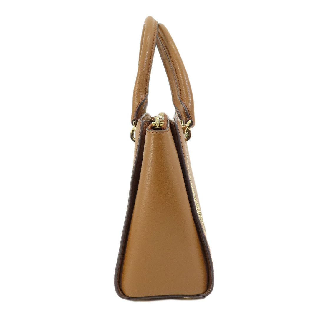 MICHAEL KORS Handbag leather Brown Flower motif studs 2WAY