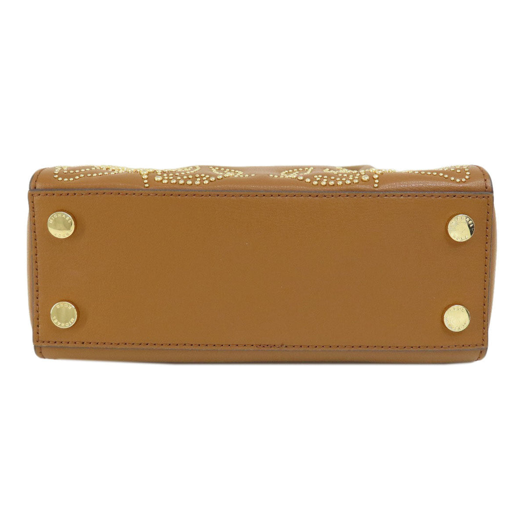 MICHAEL KORS Handbag leather Brown Flower motif studs 2WAY