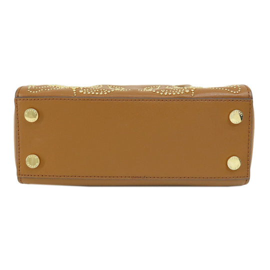 MICHAEL KORS Handbag leather Brown Flower motif studs 2WAY