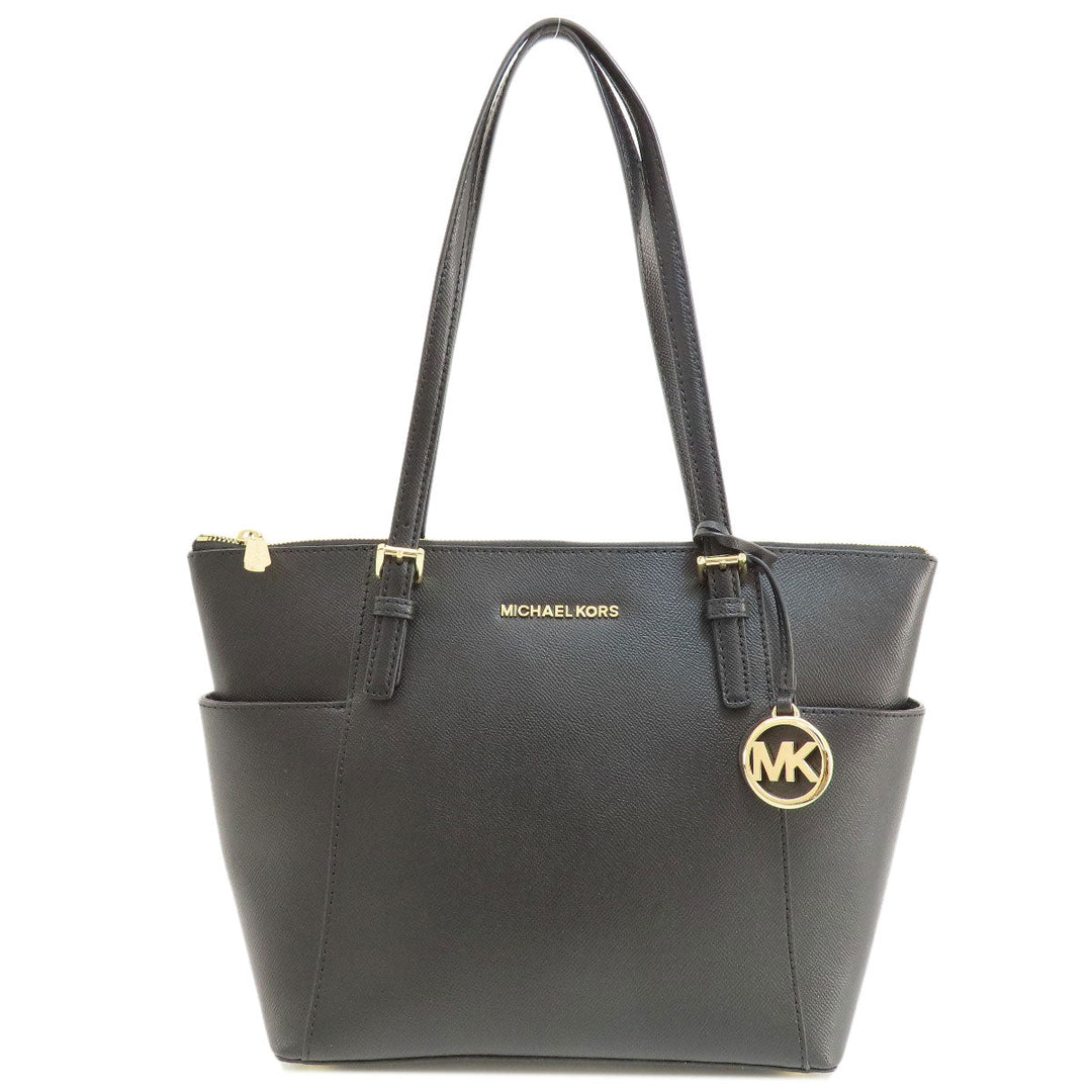 MICHAEL KORS Tote Bag leather black logo Women Used Authentic
