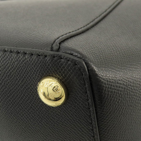 MICHAEL KORS Tote Bag leather black logo Women Used Authentic