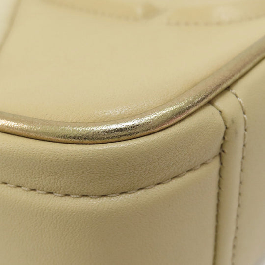 MARC JACOBS Shoulder Bag leather beige double j snapshot Women Used Authentic