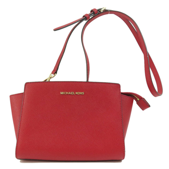 MICHAEL KORS Shoulder Bag leather Red logo Women Used Authentic
