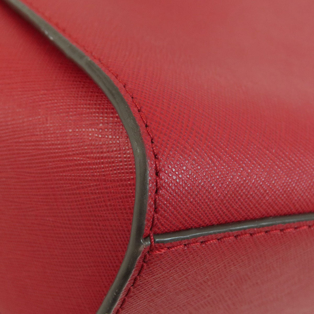 MICHAEL KORS Shoulder Bag leather Red logo Women Used Authentic