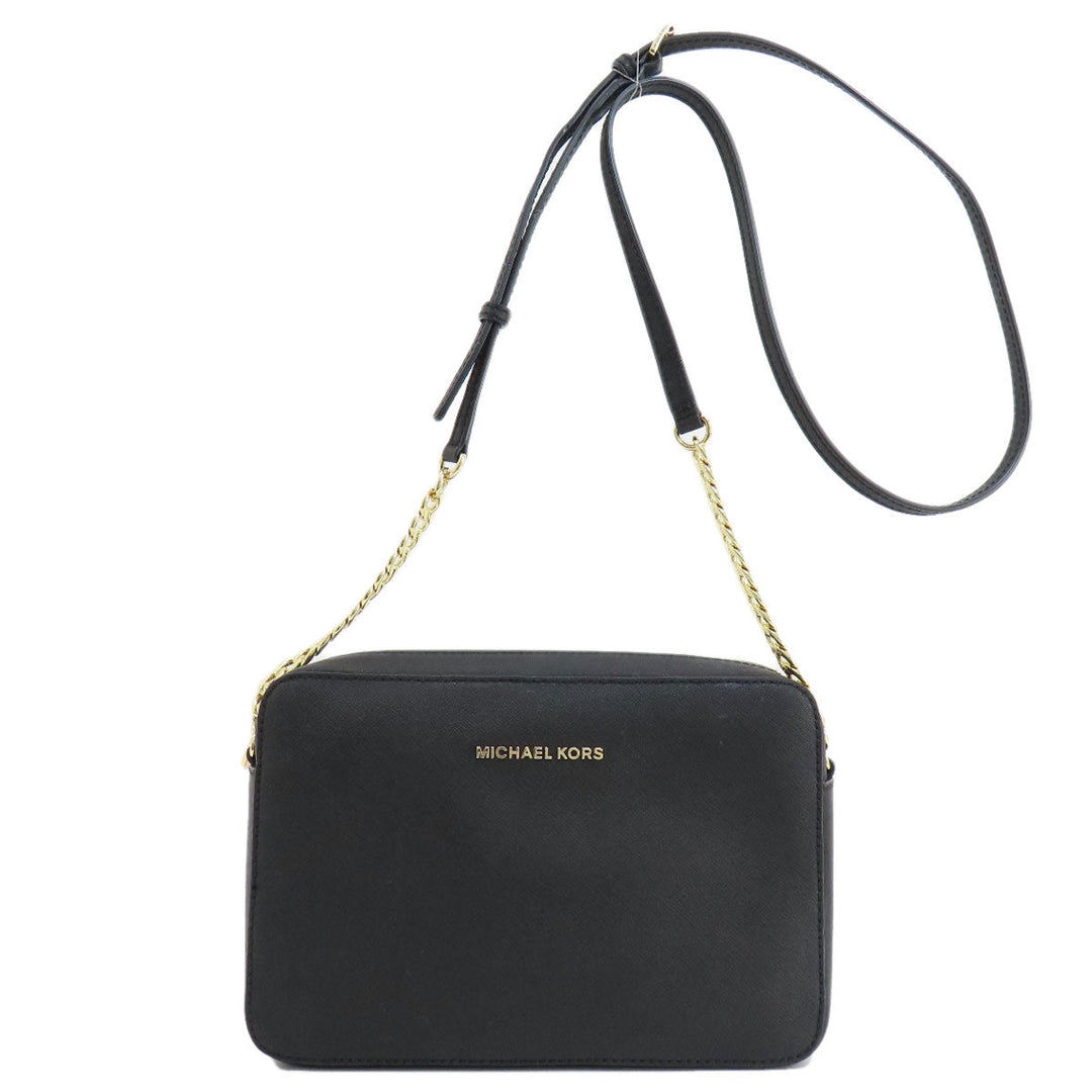 MICHAEL KORS Shoulder Bag leather black logo Women Used Authentic