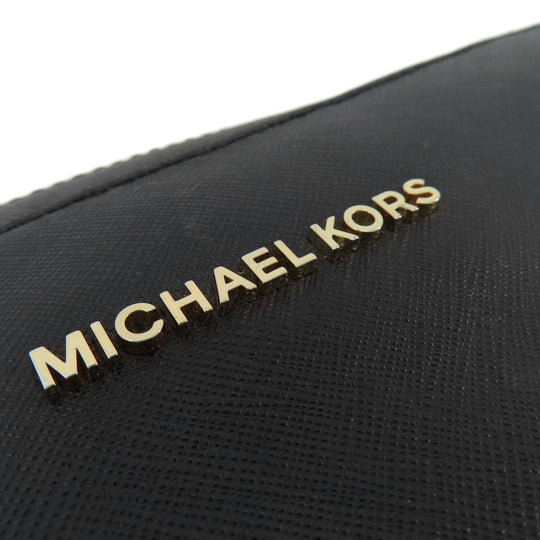MICHAEL KORS Shoulder Bag leather black logo Women Used Authentic