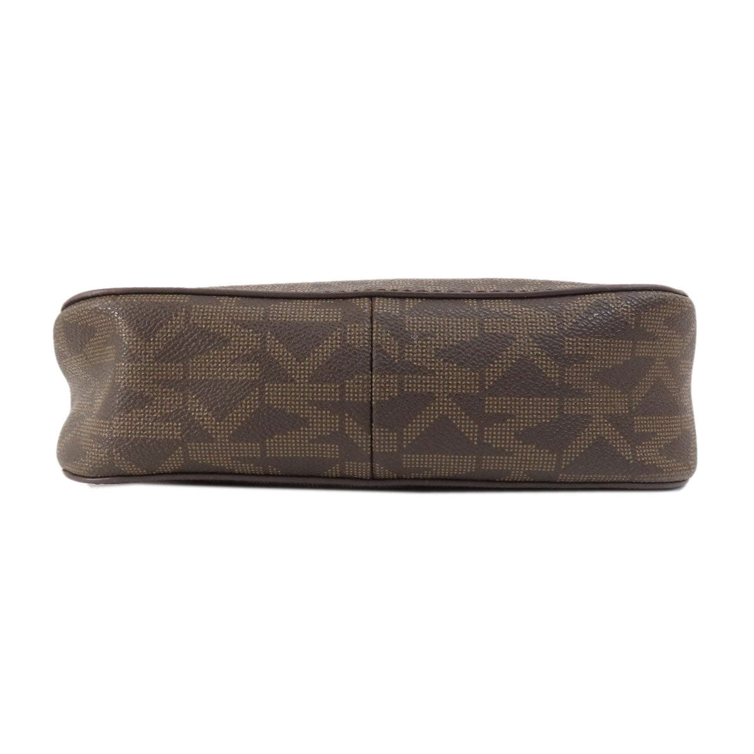 MICHAEL KORS Shoulder Bag Leather, Coated Canvas Brown MK signature Women Used Authentic