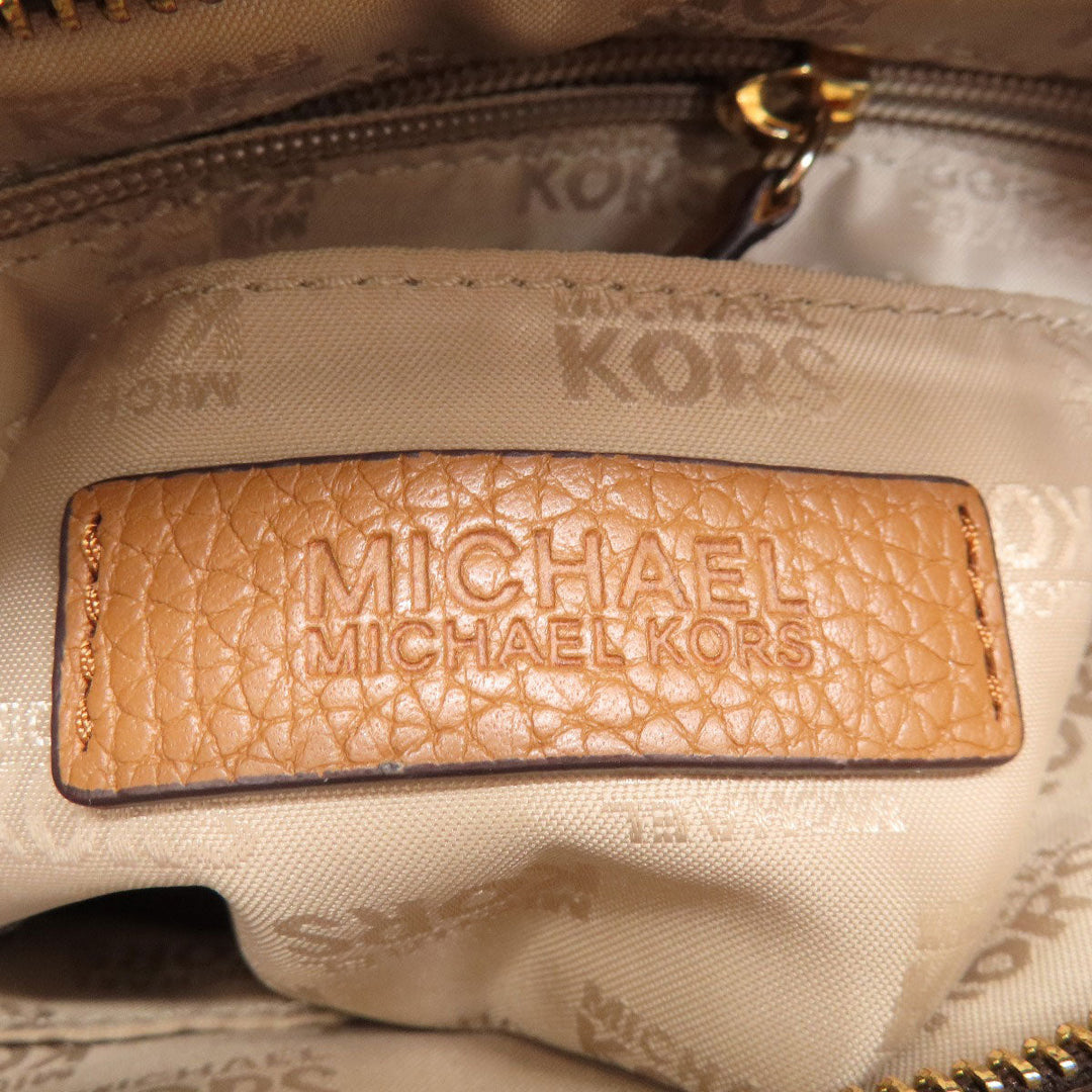 MICHAEL KORS Shoulder Bag Leather, Coated Canvas Brown MK signature Women Used Authentic