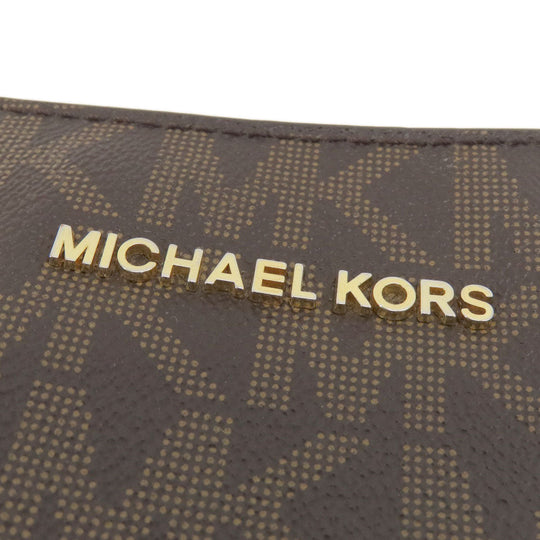 MICHAEL KORS Shoulder Bag Leather, Coated Canvas Brown MK signature Women Used Authentic