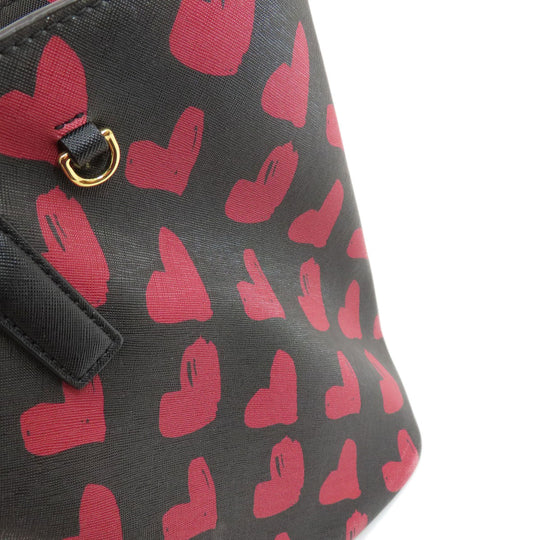 MARC JACOBS Tote Bag PVC black Heart Pattern Women Used Authentic