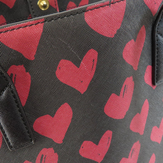 MARC JACOBS Tote Bag PVC black Heart Pattern Women Used Authentic