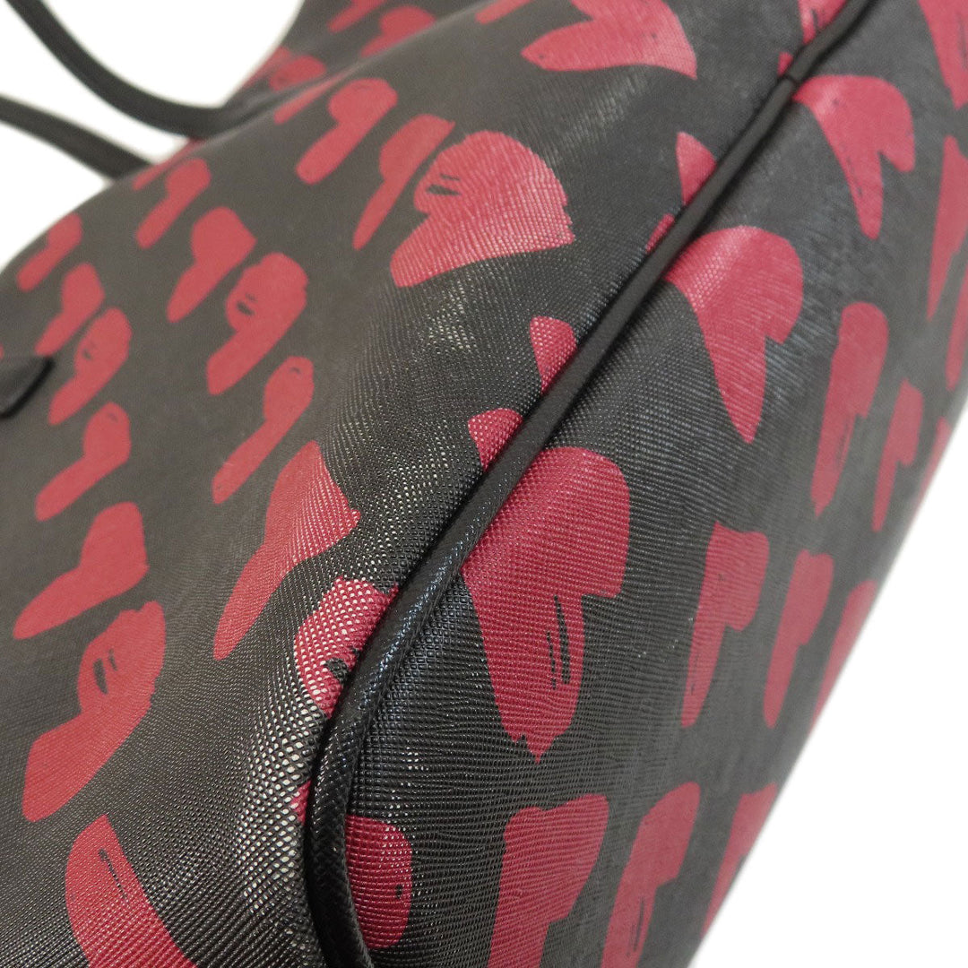 MARC JACOBS Tote Bag PVC black Heart Pattern Women Used Authentic