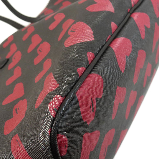 MARC JACOBS Tote Bag PVC black Heart Pattern Women Used Authentic