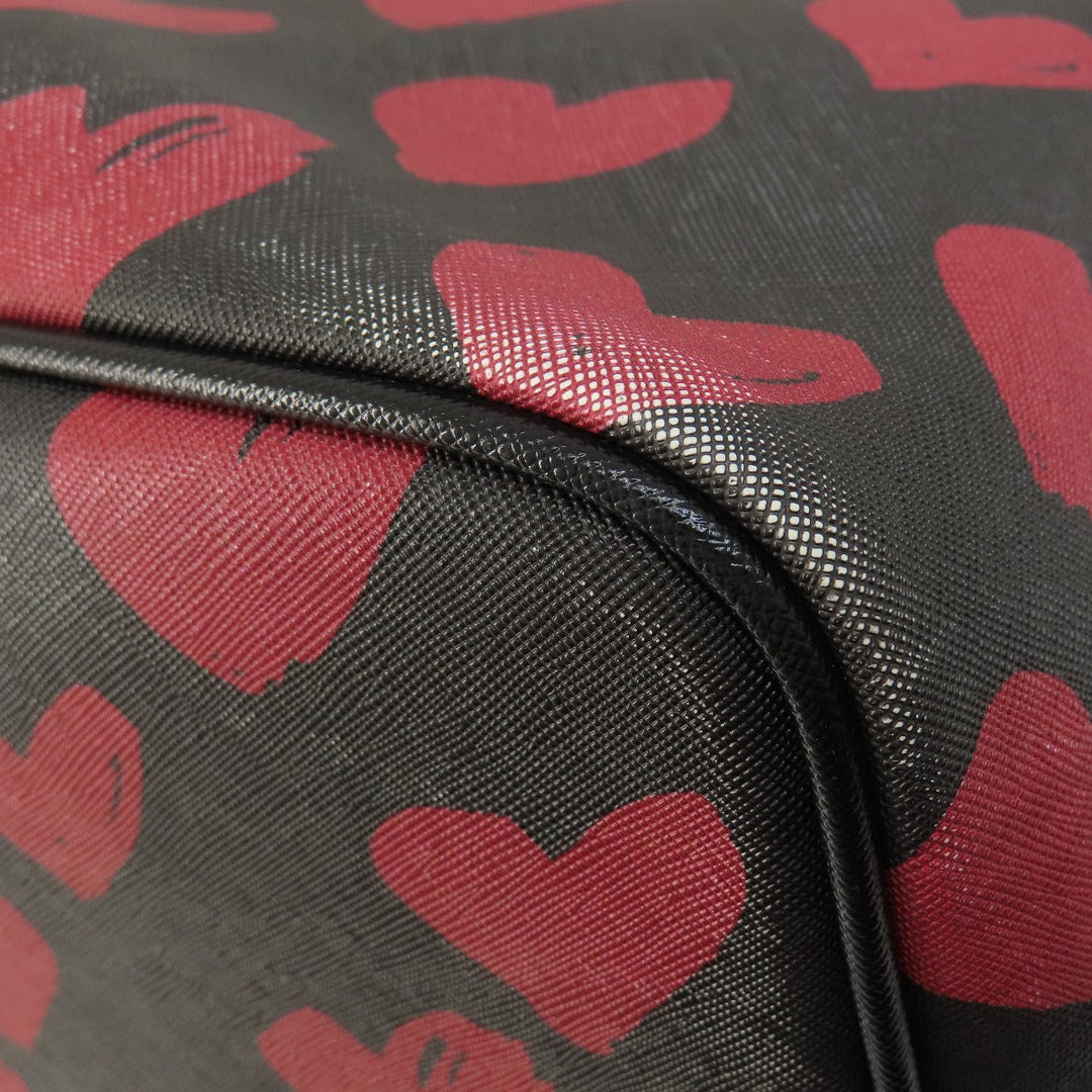 MARC JACOBS Tote Bag PVC black Heart Pattern Women Used Authentic