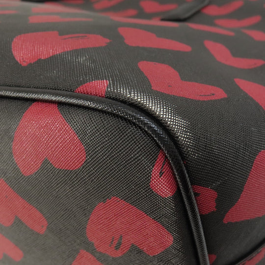 MARC JACOBS Tote Bag PVC black Heart Pattern Women Used Authentic