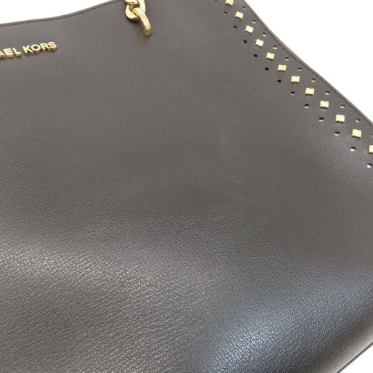 MICHAEL KORS Tote Bag leather black logo Women Used Authentic
