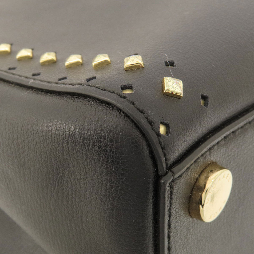 MICHAEL KORS Tote Bag leather black logo Women Used Authentic