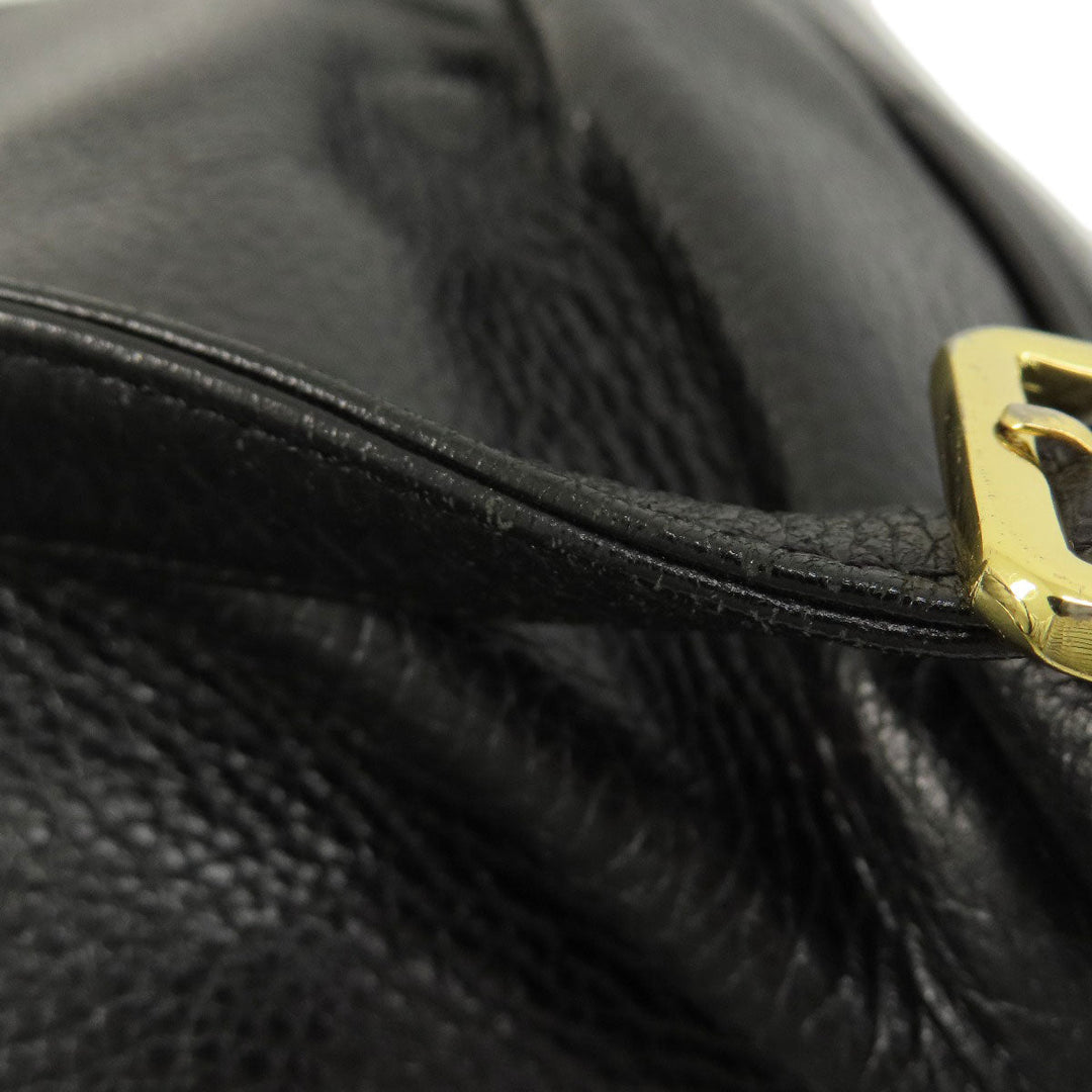 MCM Backpack leather black logo Women Used Authentic