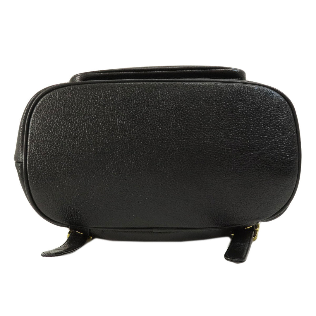 MCM Backpack leather black logo Women Used Authentic