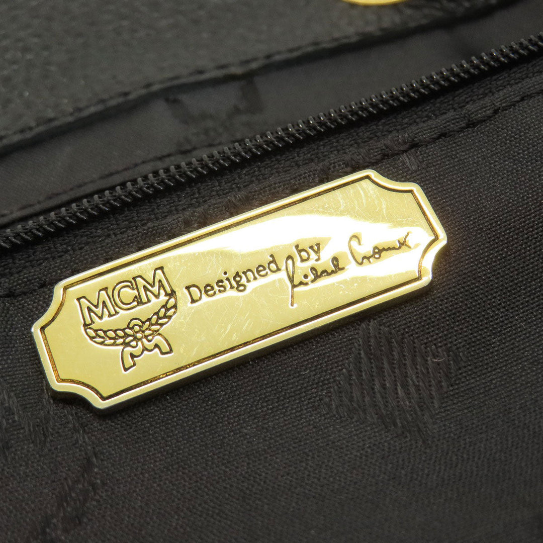 MCM Backpack leather black logo Women Used Authentic