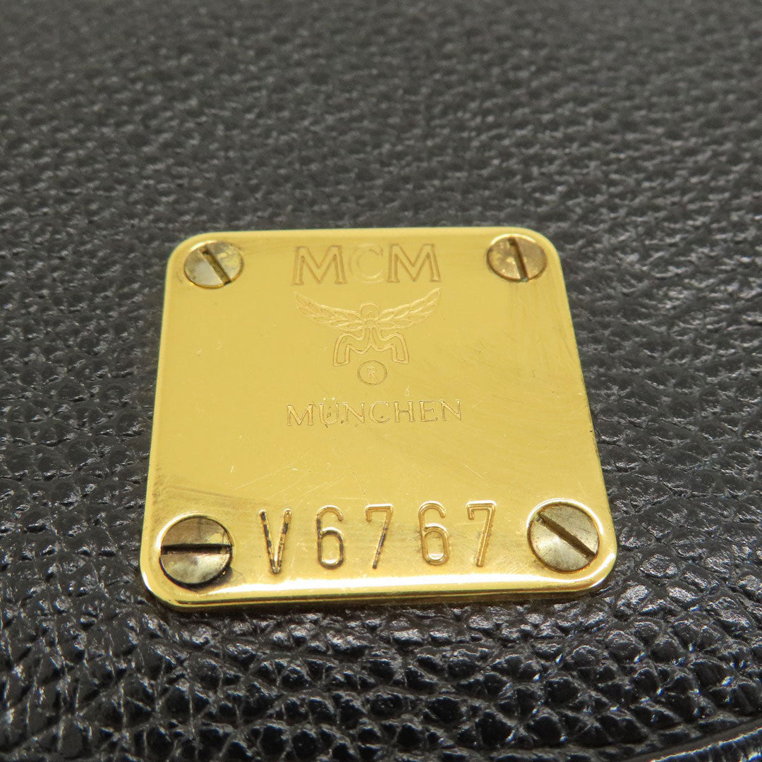 MCM Backpack leather black logo Women Used Authentic