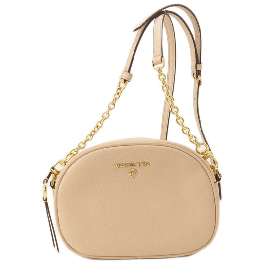 MICHAEL KORS Shoulder Bag leather beige logo Women Used Authentic