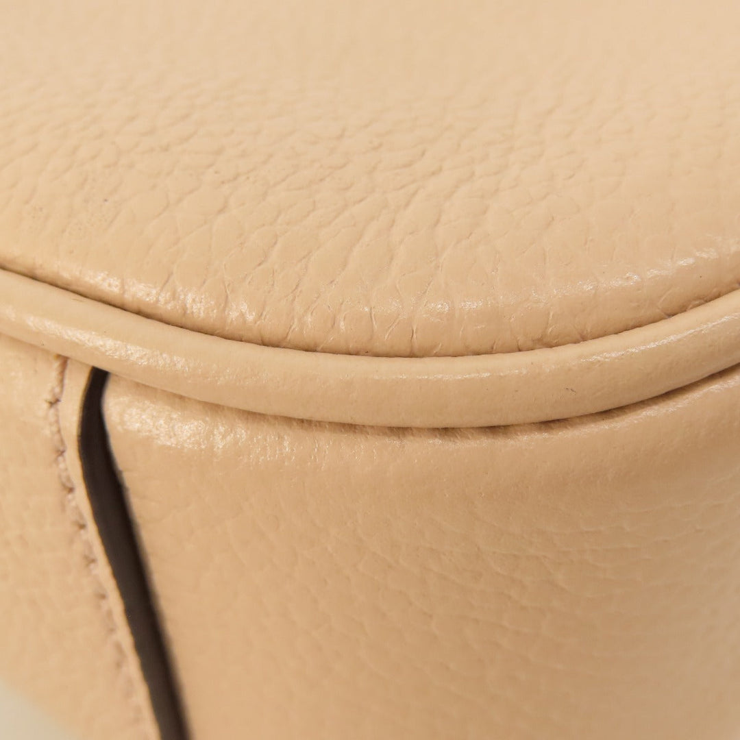 MICHAEL KORS Shoulder Bag leather beige logo Women Used Authentic