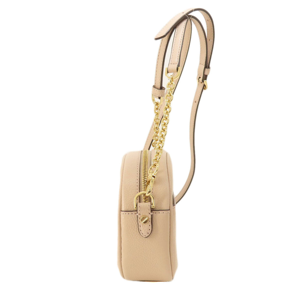 MICHAEL KORS Shoulder Bag leather beige logo Women Used Authentic