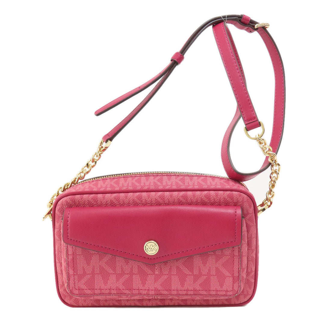 MICHAEL KORS Shoulder Bag PVC pink MK signature Women Used Authentic