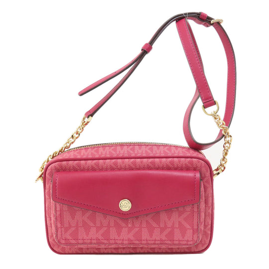 MICHAEL KORS Shoulder Bag PVC pink MK signature Women Used Authentic