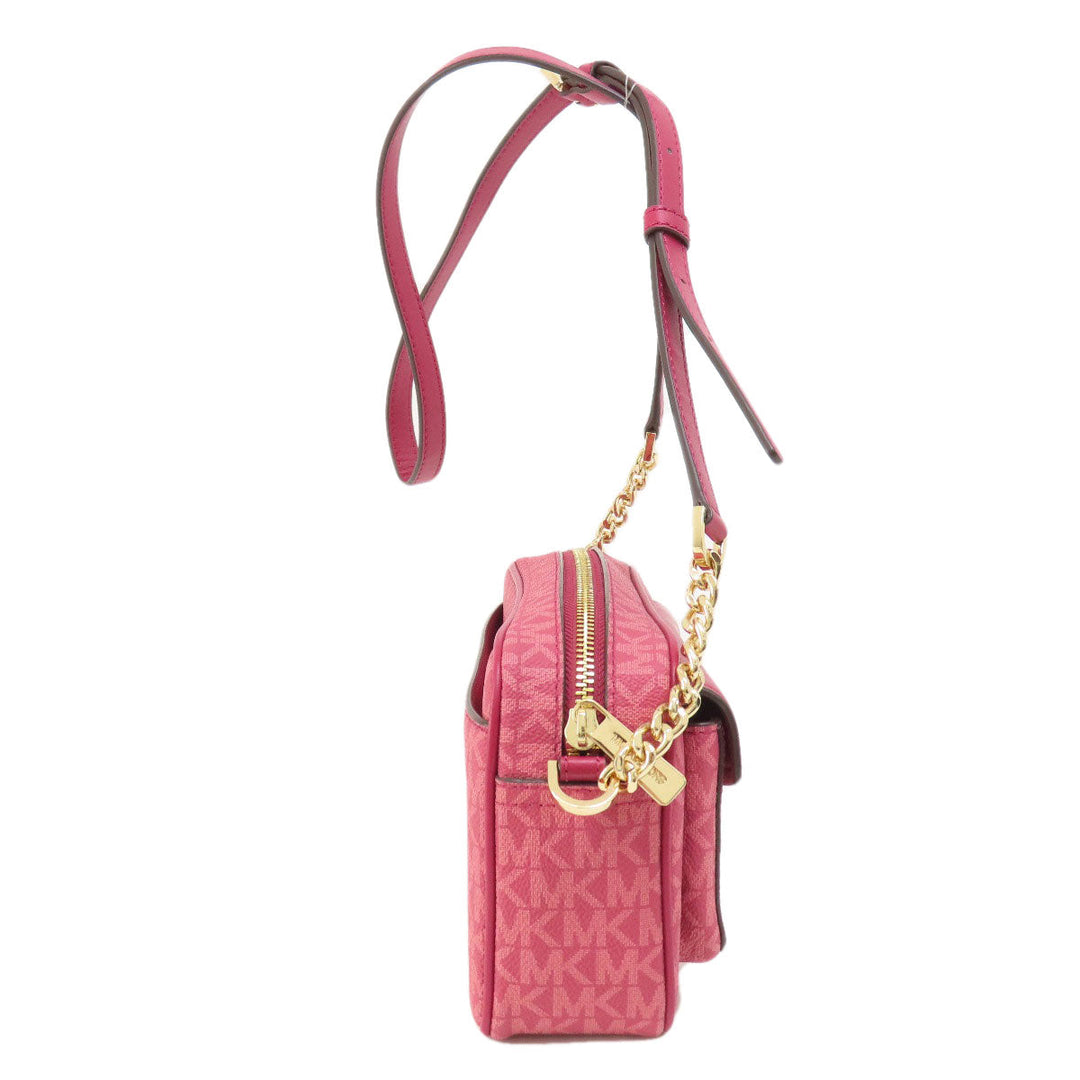 MICHAEL KORS Shoulder Bag PVC pink MK signature Women Used Authentic