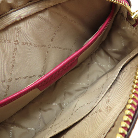 MICHAEL KORS Shoulder Bag PVC pink MK signature Women Used Authentic