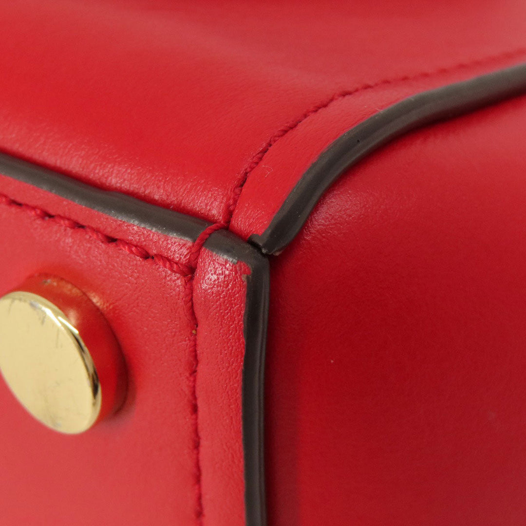 MICHAEL KORS Handbag leather Red logo 2WAY Women Used Authentic