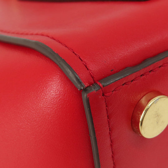 MICHAEL KORS Handbag leather Red logo 2WAY Women Used Authentic
