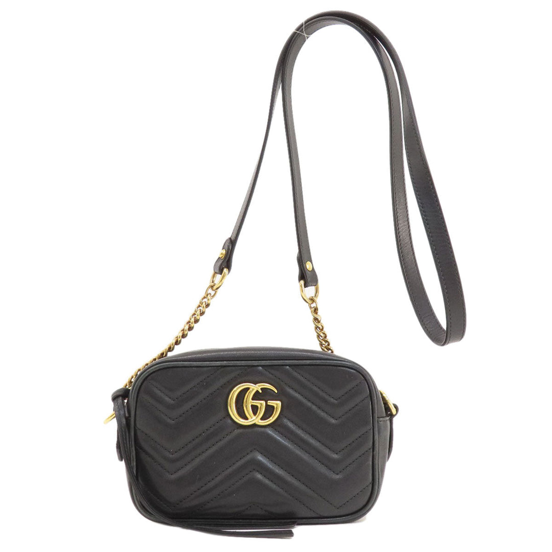 GUCCI Shoulder Bag 448065 Calfskin black GG Marmont mini bag