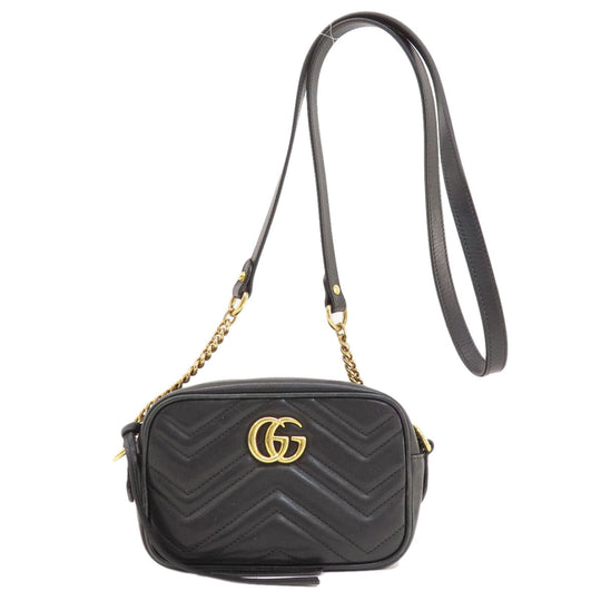 GUCCI Shoulder Bag 448065 Calfskin black GG Marmont mini bag