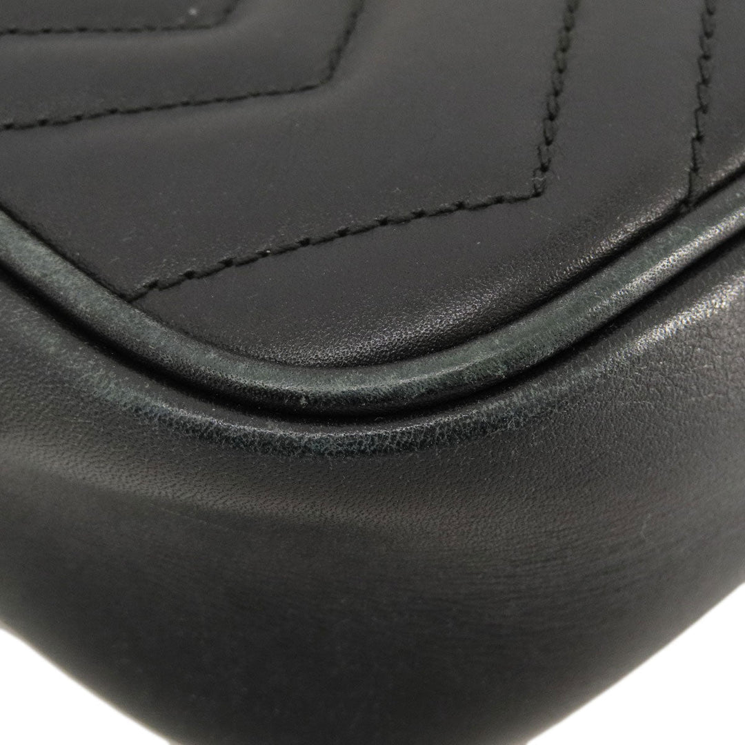 GUCCI Shoulder Bag 448065 Calfskin black GG Marmont mini bag