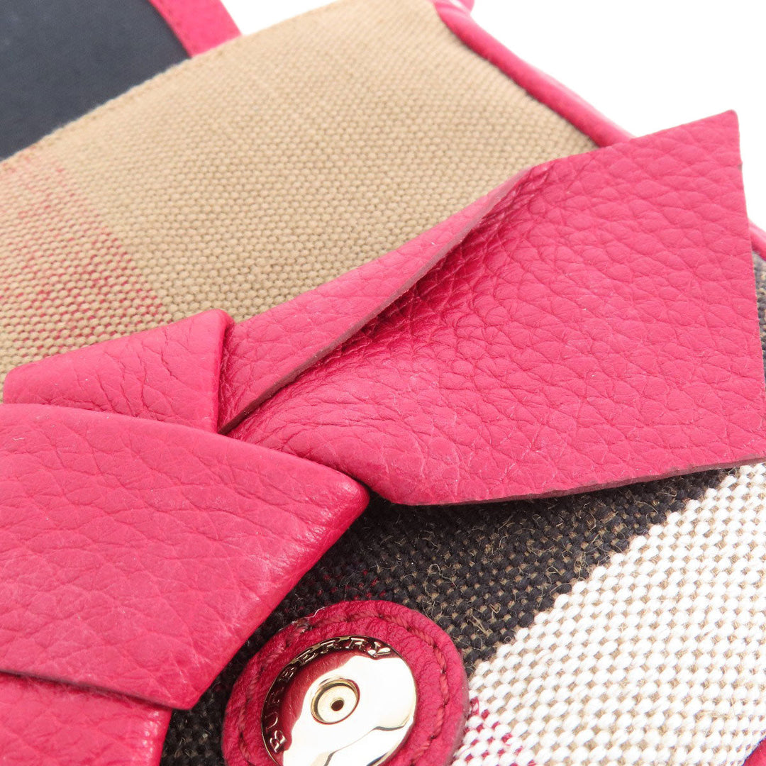 BURBERRY Shoulder Bag leather Red Mini cross body Women Used Authentic