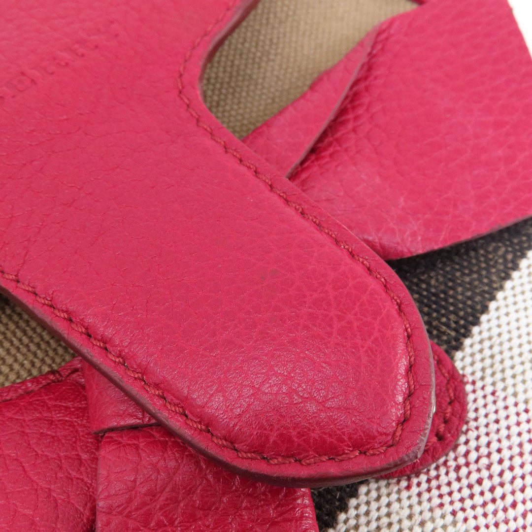 BURBERRY Shoulder Bag leather Red Mini cross body Women Used Authentic